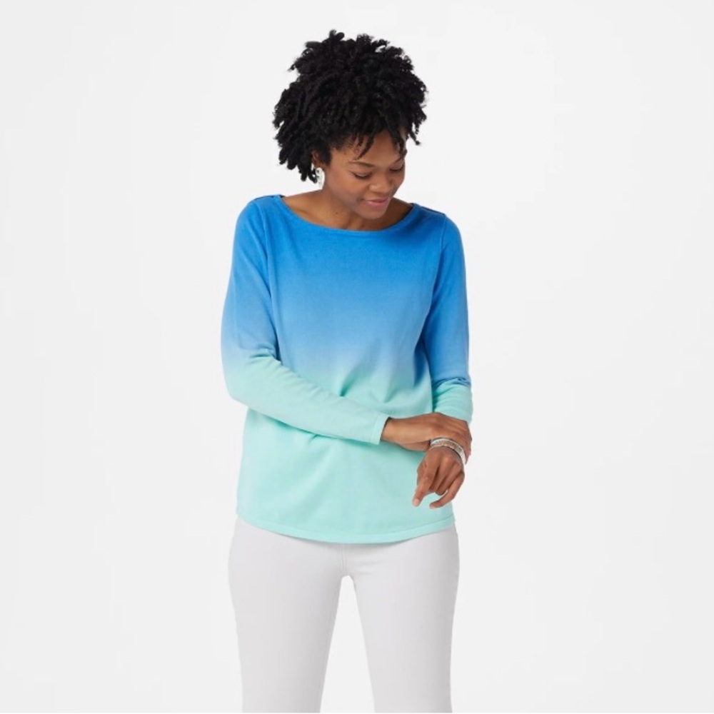 Belle Beach by Kim Gravel Dip Dye Sweater with Raw Edges